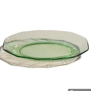 Vintage Green Glass Platter - 11.5" Long